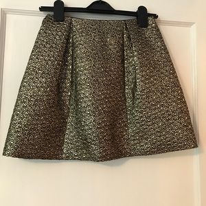 Tibi Gold & Black Jacquard Skirt